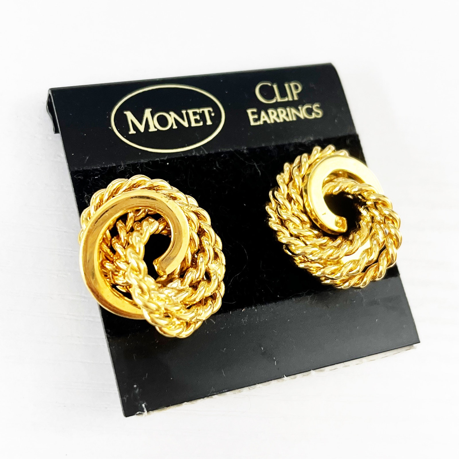 Monet Vintage Gold Knot Clip Earrings Deadstock — image 3 of 5